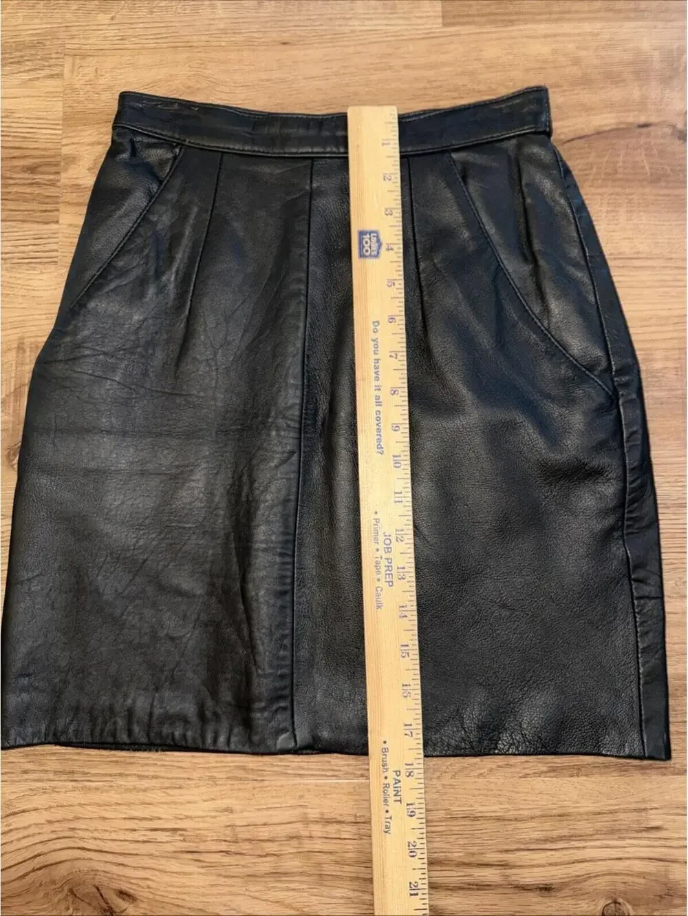 Vintage Leather Skirt Black Small / Size 4 High Waist Mini Skirt Pockets Soft